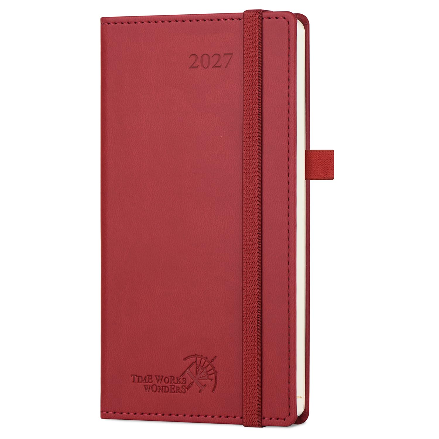 POPRUN Slim 2027 Pocket Diary Week To View (16.3x8.8cm) PU Leather hardback โ image 1