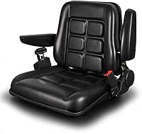 Vista 1 de Asiento universal ajustable para carretilla elevadora con cinturón de seguridad y reposabrazos, respaldo ajustable y riel deslizante Asiento