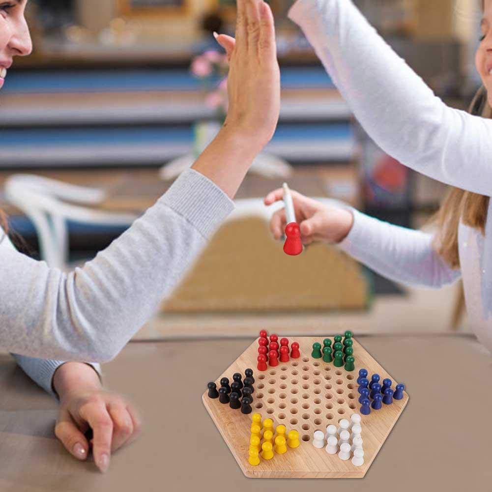 jeu de dames,stimule développement cognitif jeu de société en bois hexagonal traditionnel for familles enfants éducation voyage fêtes