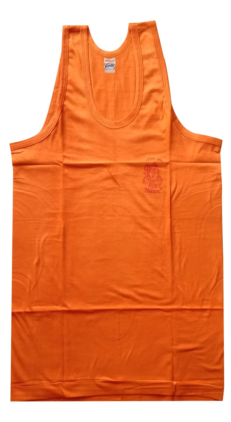 Men's Sleeveless Orange Colour Cotton Vest (Combo Pack of 2)-picture-42
