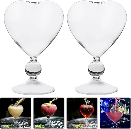 Miniatura 4 de UPKOCH 4 vasos de cóctel con forma de corazón, copas de vino, copas para bar, boda, fiesta, banco