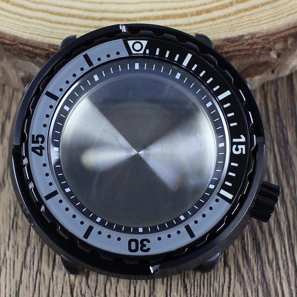 Cassa per Orologio Nera da 47 mm con Vetro Zaffiro Impermeabile, Corona a Ore 3.8 per Modelli NH35/NH34/NH36/NH38 (BlackChapterRing)