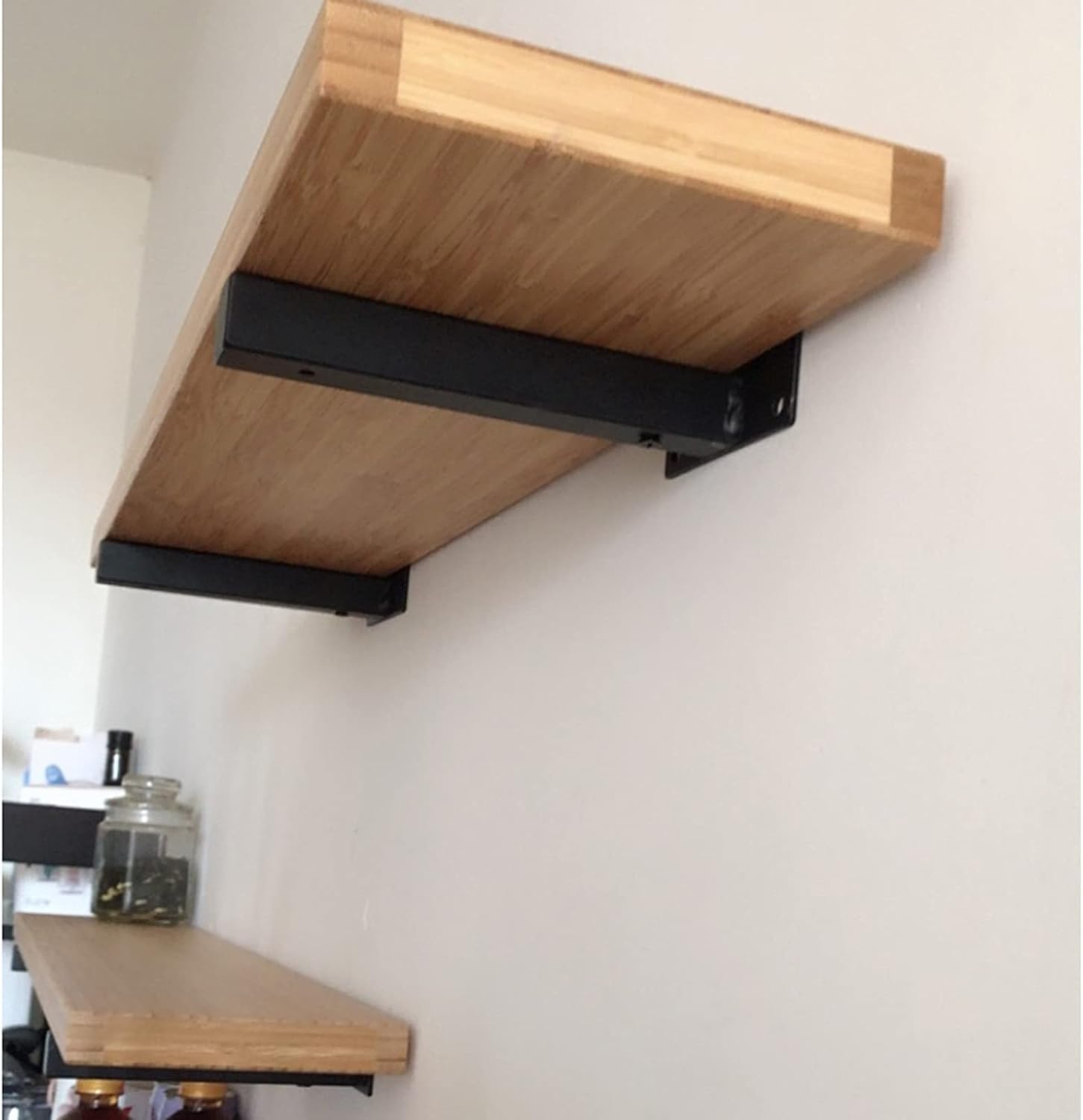 Heavy Duty Shelf Brackets,Wall Mounted Shelf Corner Brace,35cm/14in Rustic Industrial Wall-mounted Shelve Support Bracket, Square Floating Shelving Brackets,Black-15cm/5.9in(Color:White) ( Color : Bla