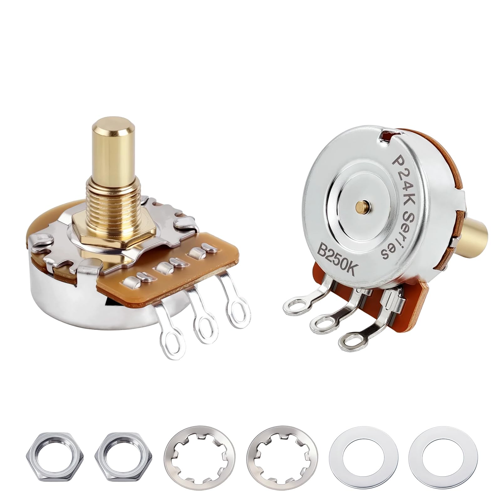 Banworks Brass B250K M8 Metric Thread Full Sized Guitar Solid Shaft Pots