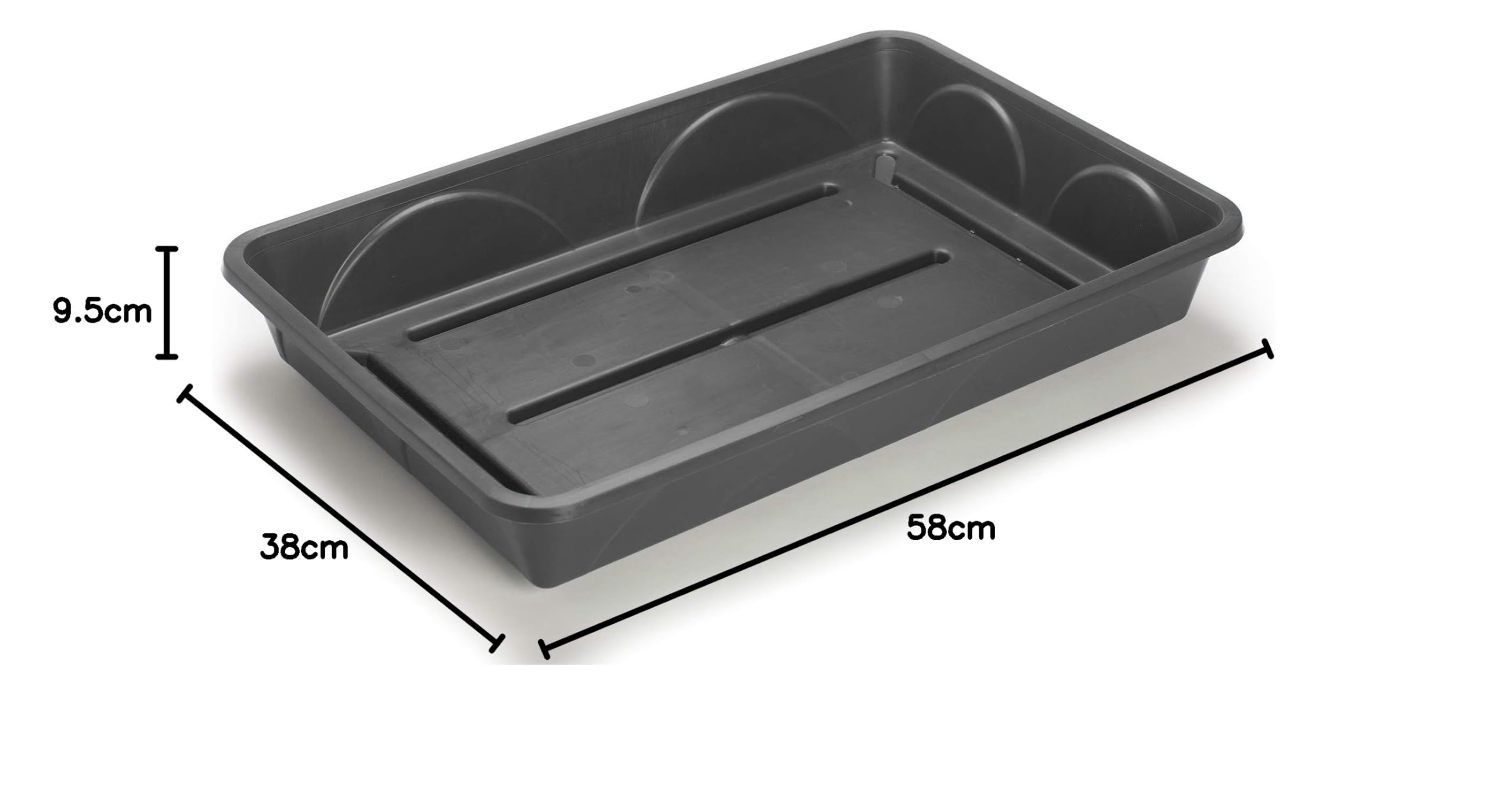EarlyGrow MPL50040/S/3 Robuste Samen- oder Kiesschale, groß, 58 x 38 x 9,5 cm, Schwarz, 3 Stück