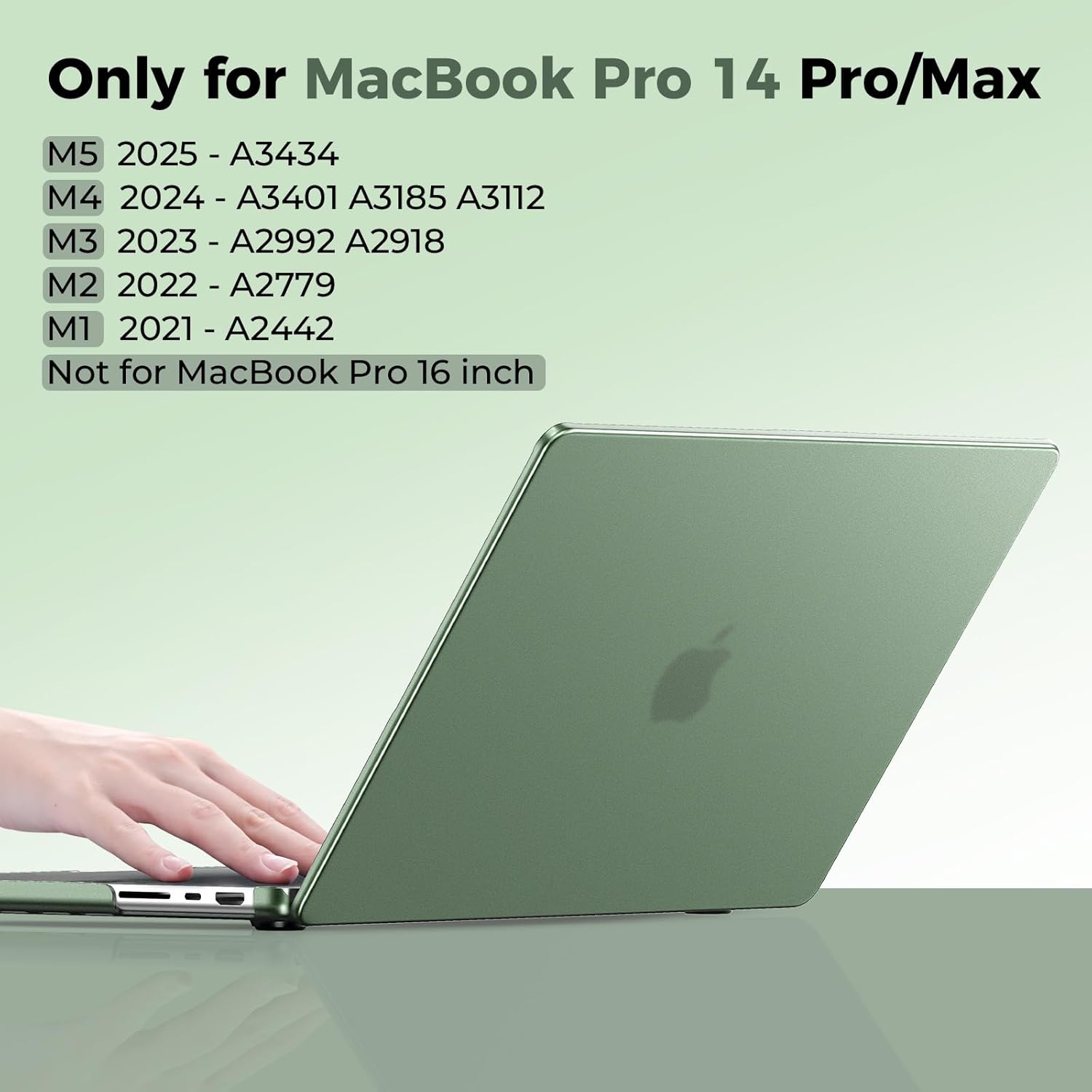 BlueSwan Matte Case for MacBook Pro 14 M5 M4 M3 M2 M1 Pro/Max 2026-2021, Compatible A3426 A3427 A3434 A3401 A3112 A2992 A2918 A2779 A2442, Hard Shell Protective Cover, Matte Midnight Green