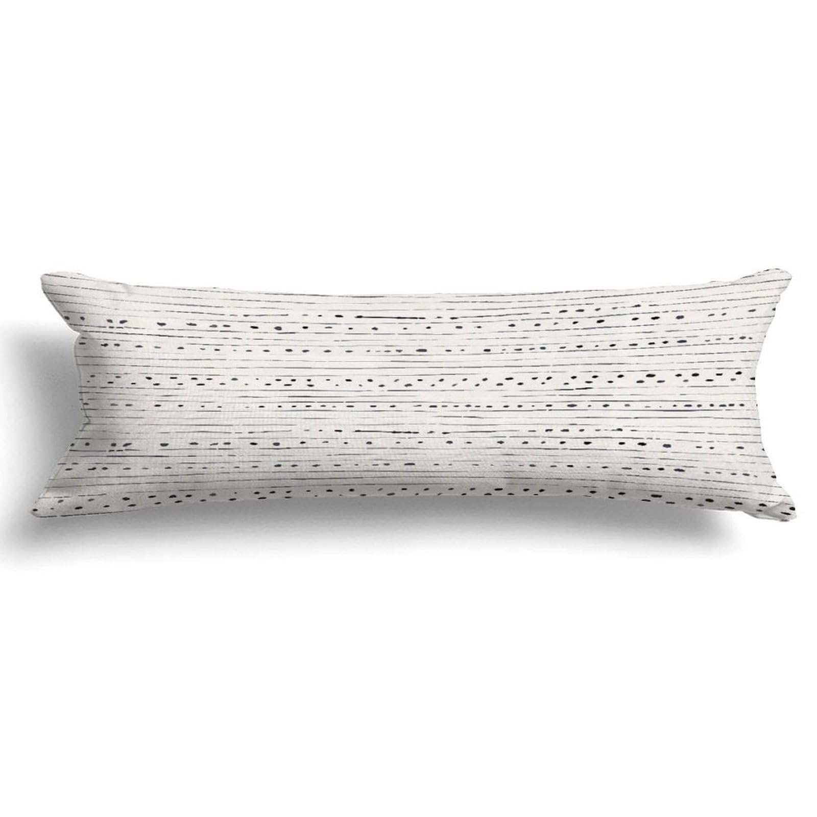 Long Pillow for Sleeping,White and Grey Dotted Pattern Long Body Pillow with Zipper 20x59in,Decorative Rectangle Body Pillowcase Case for Bedding Bedroom Sofa Couch Home Decoration