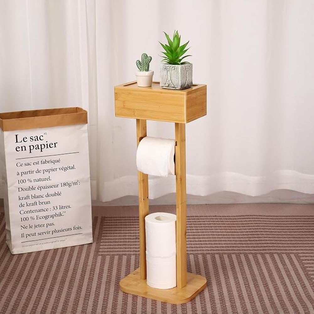 Soporte de bambú para Papel higiénico, Estante de Almacenamiento