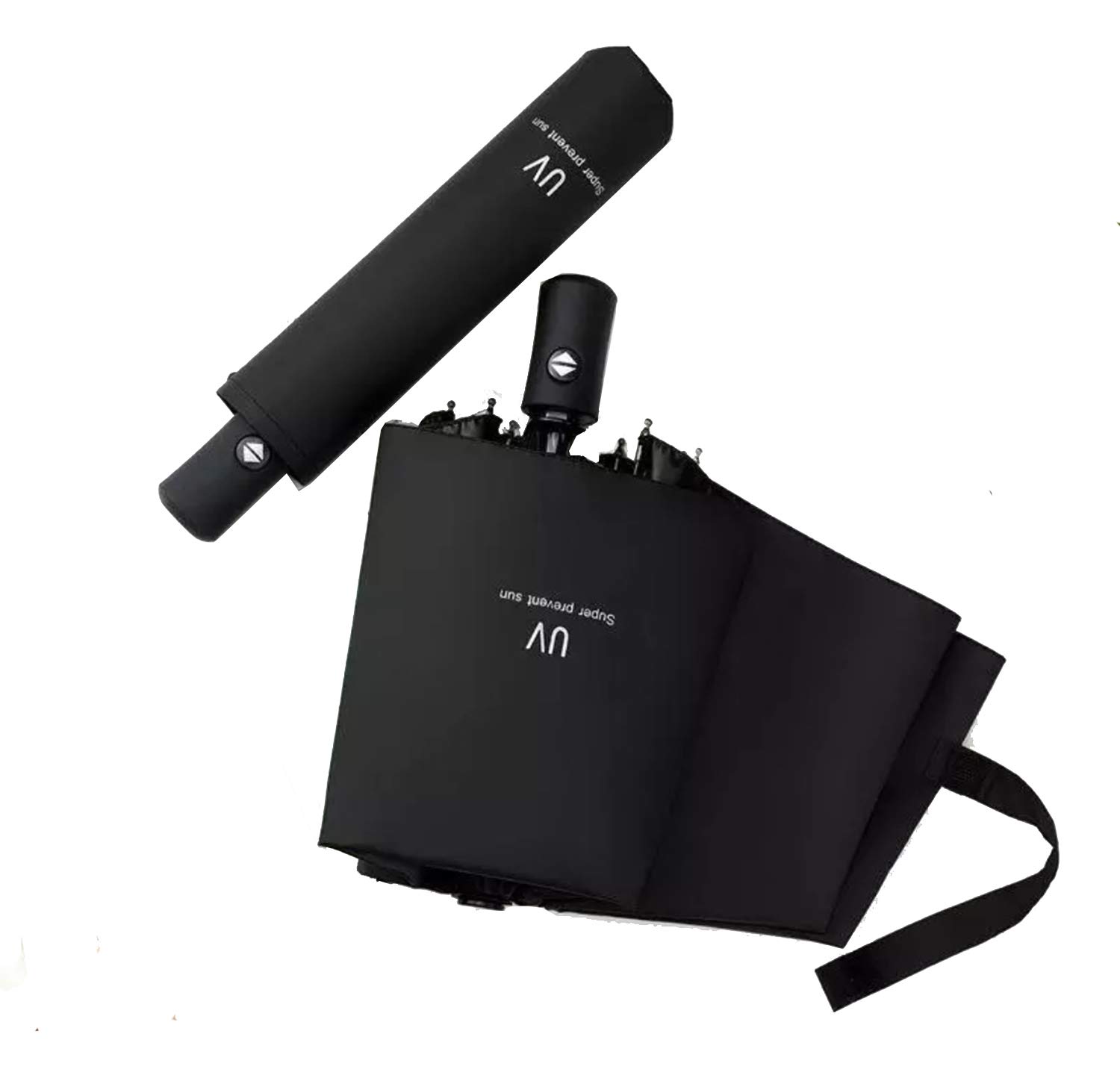 YOUBAMIMen's and Women's Portable Windproof UV Folding Compact Lightweight Automatic Open/Close Travel Umbrella (Black)