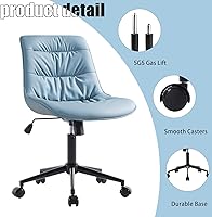 Vista 4 de Kidol & Shellder Silla de oficina de piel sintética, silla de trabajo de altura giratoria ajustable, ruedas giratorias y respaldo suave, silla
