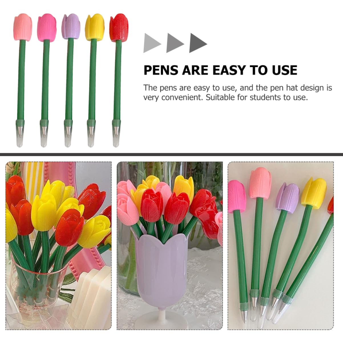 5 Set Penna A Tulipano Simulata Penne Nere A Punta Penne Gel Cancellabili Punto Penna A Punta Fine Marcatore Pastello Evidenziatori Marcatori Evidenziatore Note Plastica 5 Pezzi*5