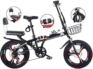 DODOBD 16/20 Inch Folding City Bicycle Bike, Portable Folding Bike with Basket, Lightweight Alloy Folding Bicycle City Commuter Bike, Folding System, 95% Assembled