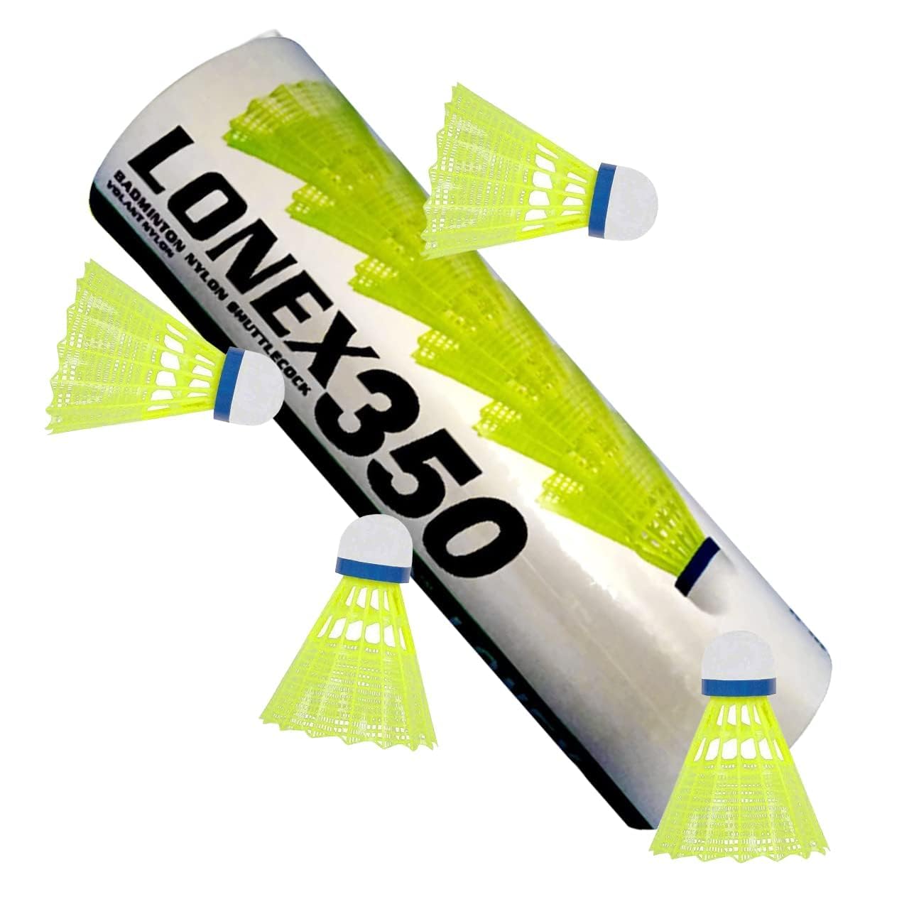 Ravido Set of 6 Lonex 350 Badminton Nylon Shuttlecock with Heavy Cork with Excellent Flite, Kids Beginner's Practice Shuttle Cocks (Yellow)