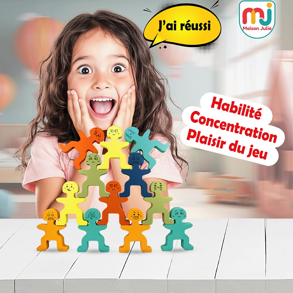 Wer wird die stabilste Hand haben? Gesellschaftsspiel aus Holz zum Stapeln für Kinder und Familie – Feinmotorik Spielzeug Montessori Konstruktion, Reisen, Geschenk zum Geburtstag
