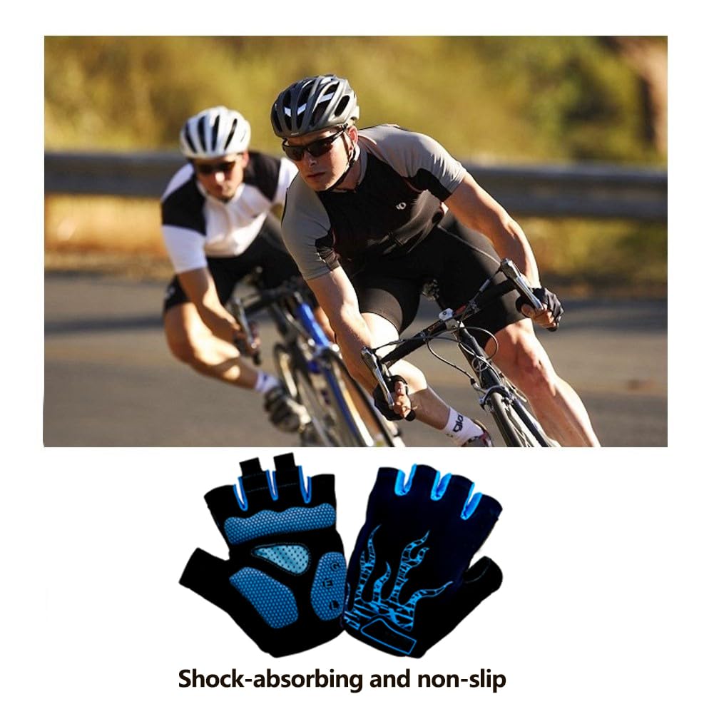 Guantes MTB Hombre y Mujer, Guantes Ciclismo Verano Gel Medio Dedo para Bicicleta Montaña Bici Gimnasio