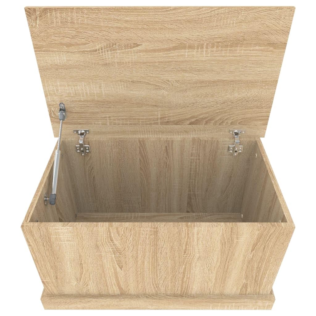 Aufbewahrungsbox Sonoma-Eiche aus Holzwerkstoff 70 x 40 x 38 cm mit Deckel, Stauraum Truhe und Sitzbank für Wohnzimmer Schlafzimmer Flur, Organizer Kiste für Spielzeug Wäsche Ordnung