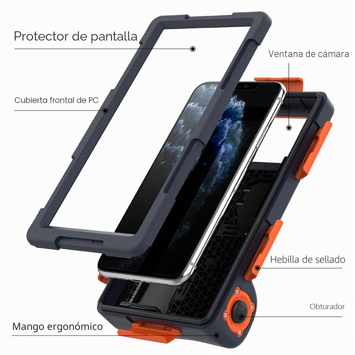 Funda Universal Impermeable y antigolpes para iPhone 11 Pro MAX XS MAX XR X 8 7 6S Plus Galaxy Note10 10 S9 S9 hasta 6,8 Pulgadas, Impermeable hasta 15 m