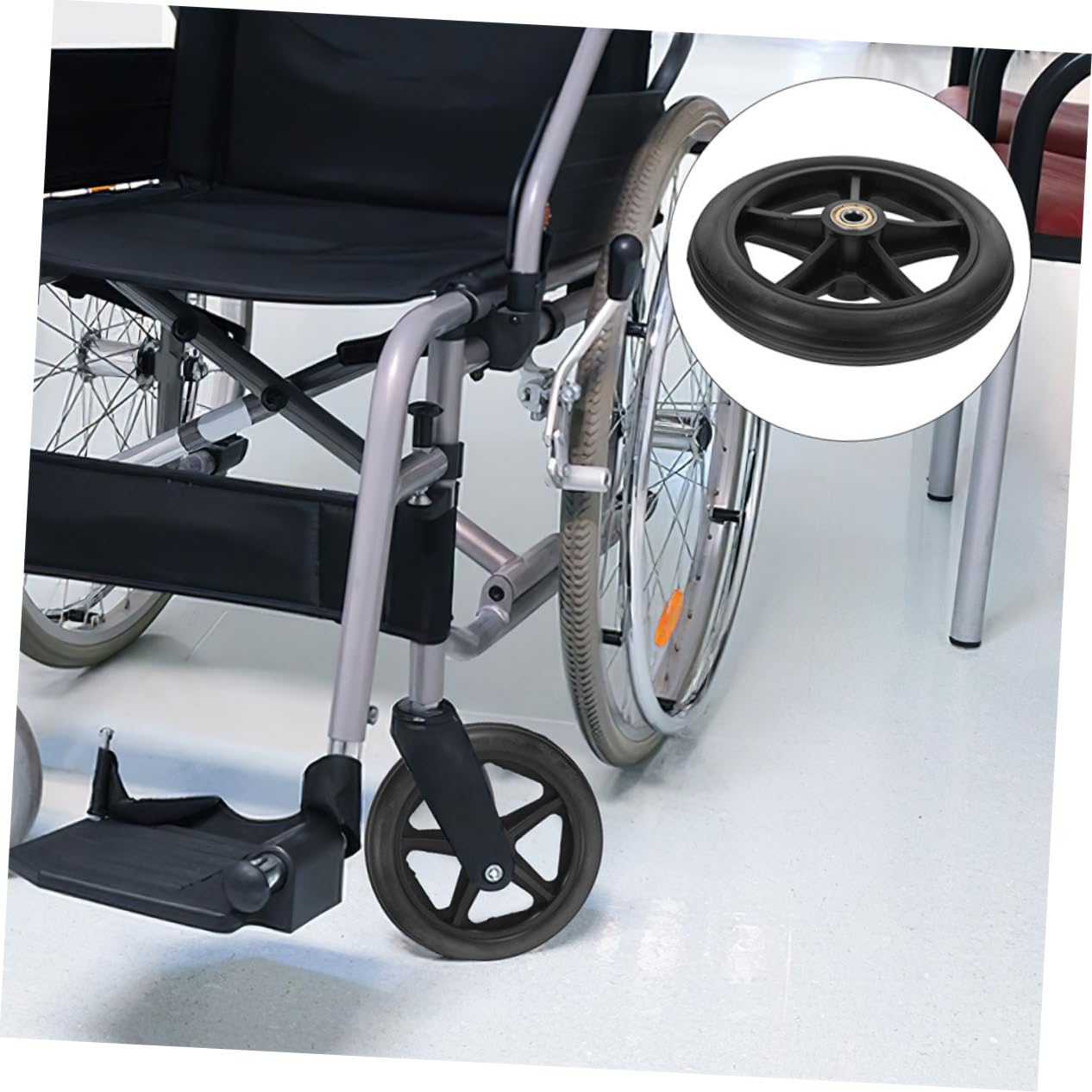 Ruedas para Silla de Ruedas de Repuesto 4 Piezas Negras | Acero Inoxidable, Plástico y Goma, Mantenimiento Sencillo, Repuesto Manual para Uso Diario