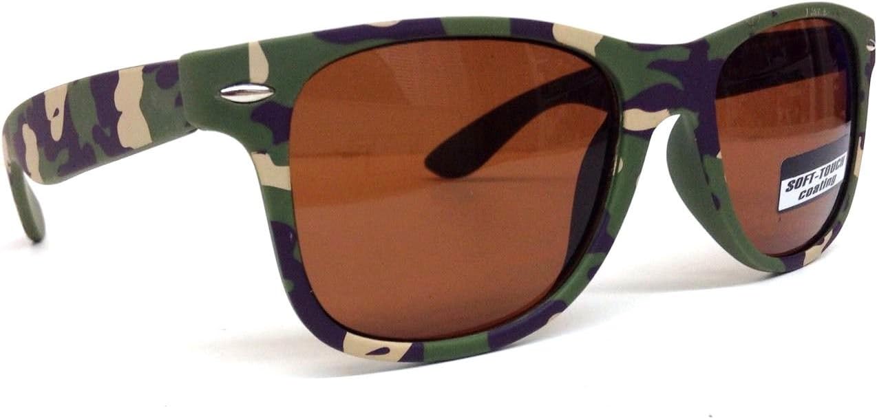 Soft Rubber Green Camo Wayfarer Sunglasses Brown Lens