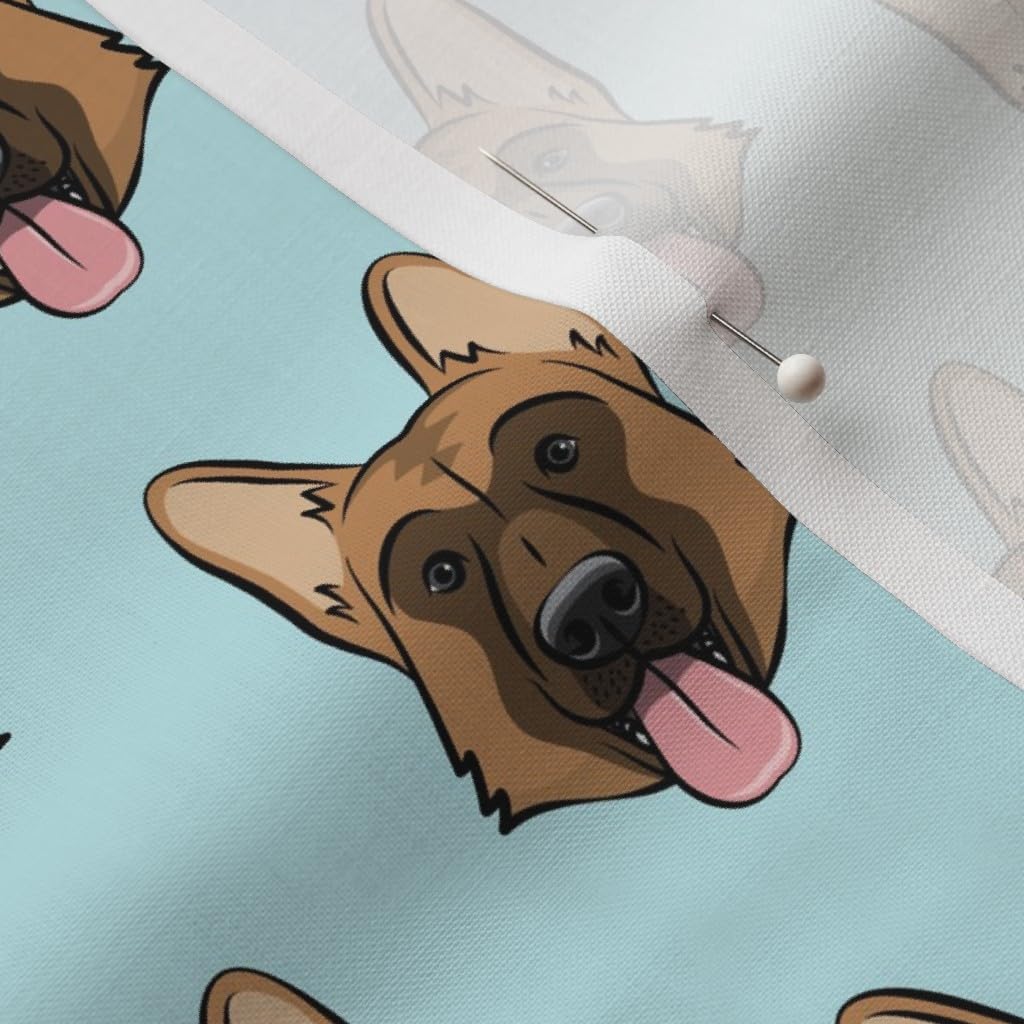 Spoonflower Fabric - German Shepherd Blue Illustration Boy Dogs Face Lovers Girl Pet Printed on Petal Signature Cotton Fabric Fat Quarter - Sewing Quilting Apparel Crafts Decor