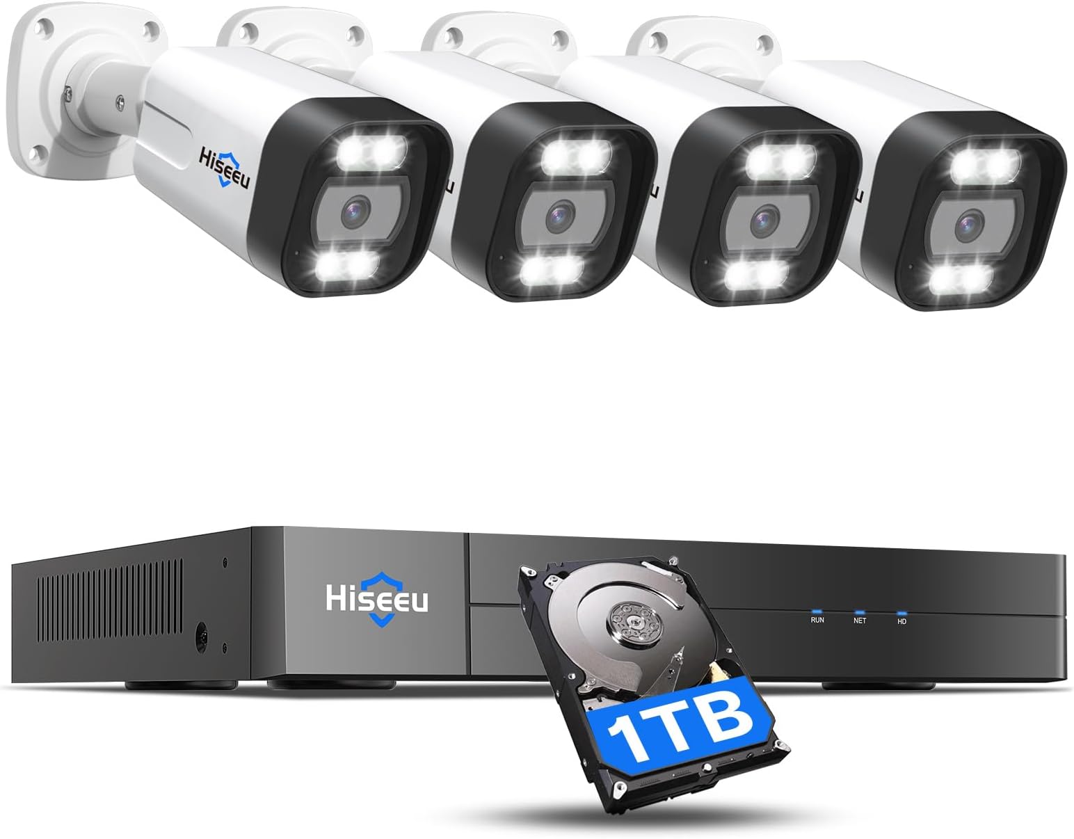 Hiseeu 4K PoE Security Camera System, 8CH NVR 4Pcs 5MP Wired Outdoor IP Cameras, Night Vision, Motion Detection, Waterproof Home Video Surveillance Kit, 1TB HDD for 24/7 Record