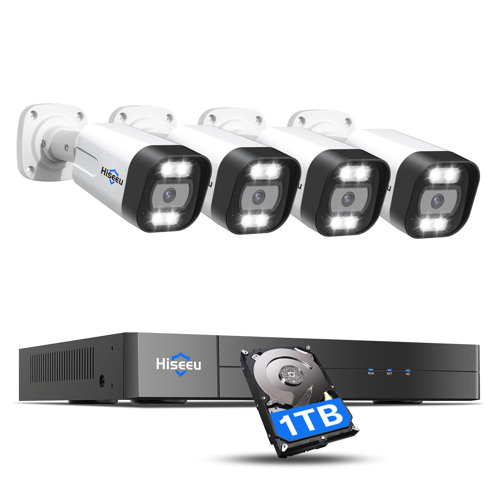Hiseeu 4K PoE Security Camera System, 4Pcs 5MP IP Security Cameras Outdoor