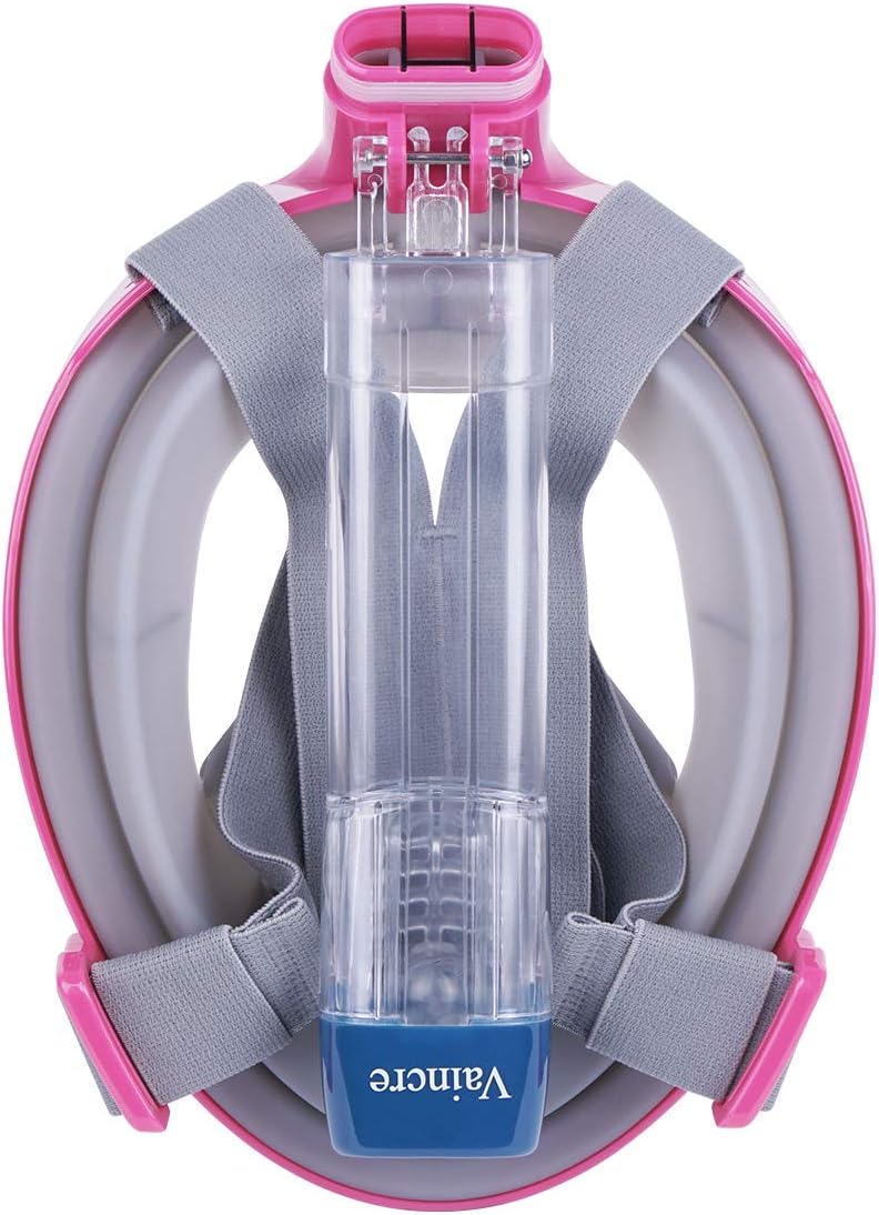 Vaincre 180° Full Face Snorkel Mask Foldable with Panoramic View Anti-Fog, Anti-Leak with Adjustable Head Straps - See Larger Viewing Area Than Traditional Masks