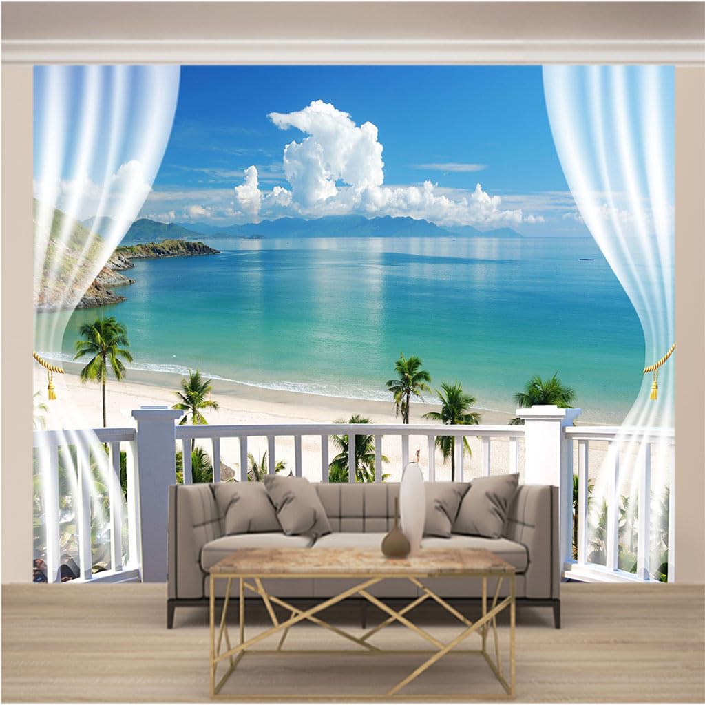 Papier Peint Intissé 3D pour Agrandir le Salon - Tapisserie Murale Panoramique Mer 400x280