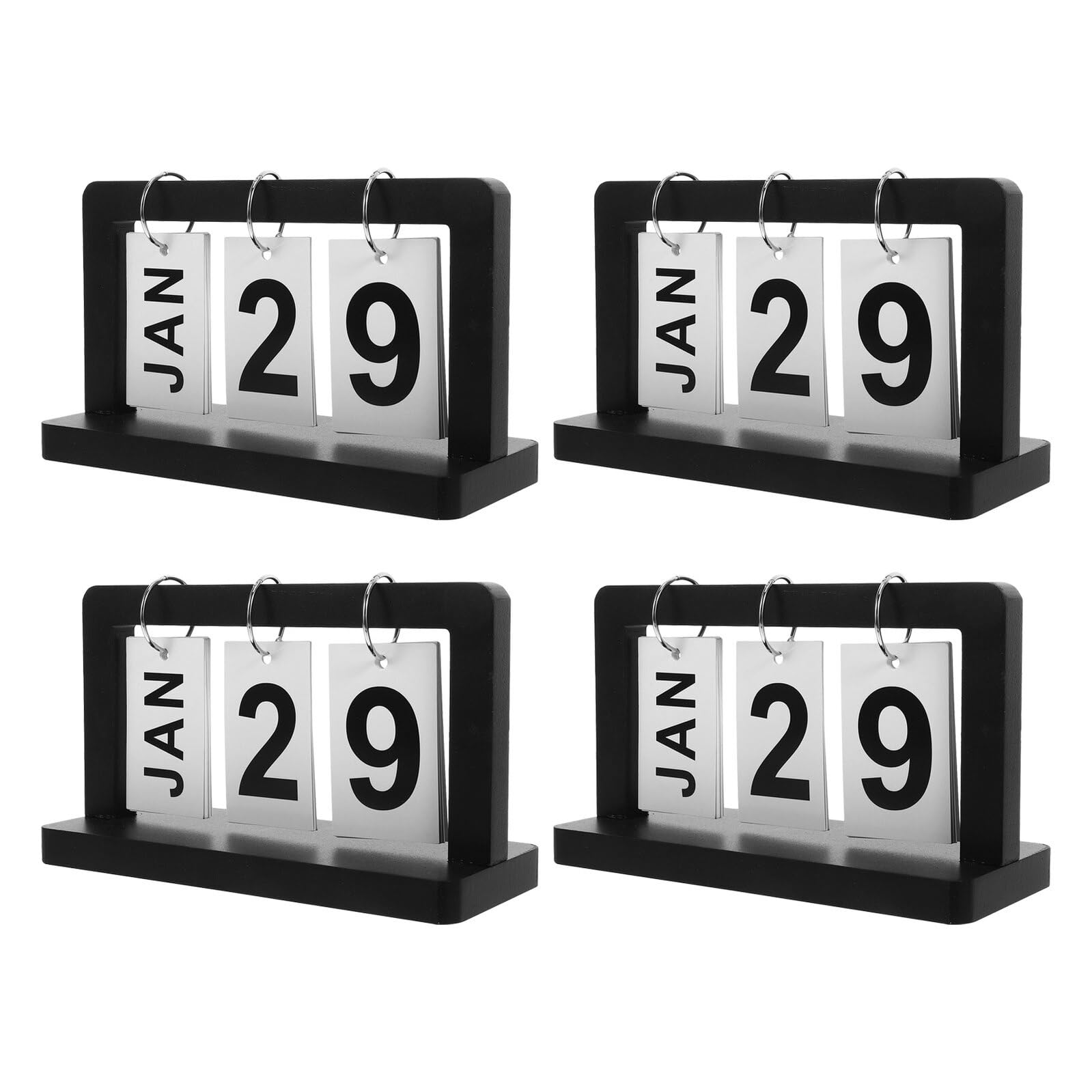 NUOBESTY Calendario Perpetuo da Tavolo in Legno a Ribalta 4 Pezzi, Calendario Giornaliero a Fogli Mobili Visualizzazione Mensile, Decorazione per Scrivania Ufficio e Casa, Planner