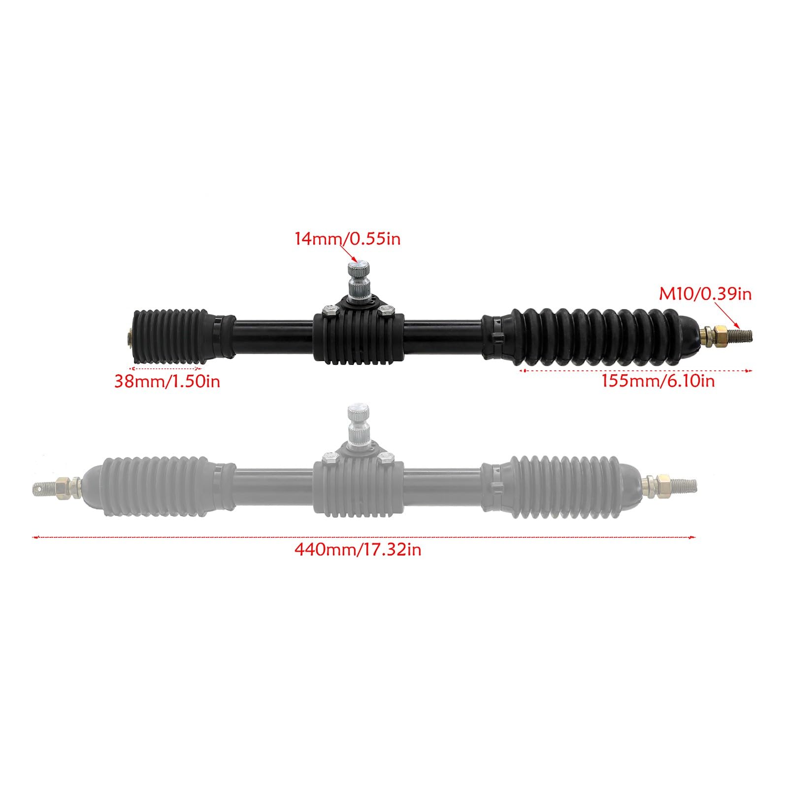 ICONSPORTSS 360mm 14" Metal Power Steering Gear Shaft Rack And Pinion Assembly For DIY Go Kart ATV UTV Quad Drift Trike Buggy 4 Wheelers