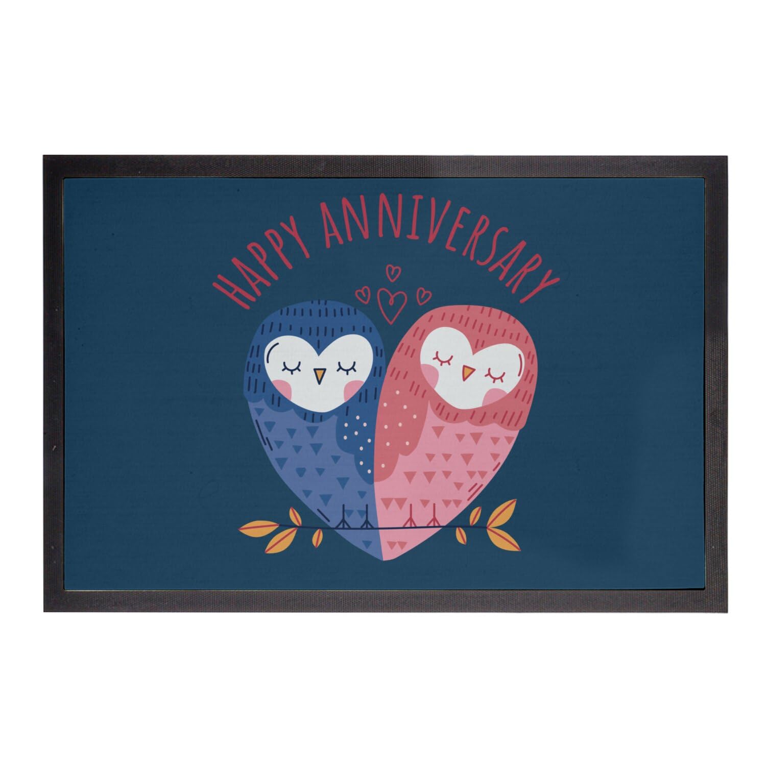 Paillasson Bleu Owl pour Entrée de Maison et Célébration de Mariage 75x50cm