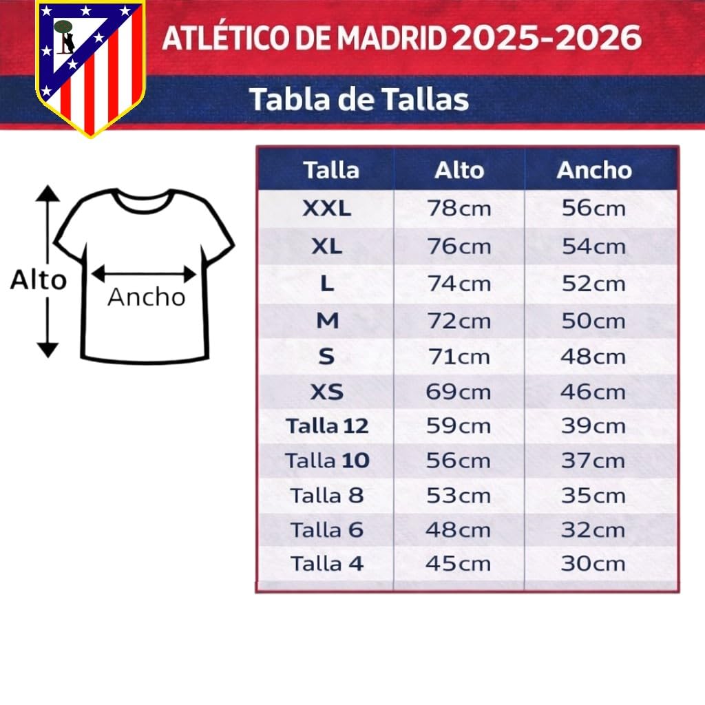 Atletico de Madrid - Camiseta Oficial 25-26 | J. Álvarez #19 | Primera Equipación | Diseño Profesional Patrocinadores Oficiales | Tallas Adulto y Niño | Unisex