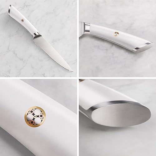 Miniatura 10 de Cangshan ELBERT Serie Alemán Acero Forjado 5" Cuchillo utilitario dentado (negro)