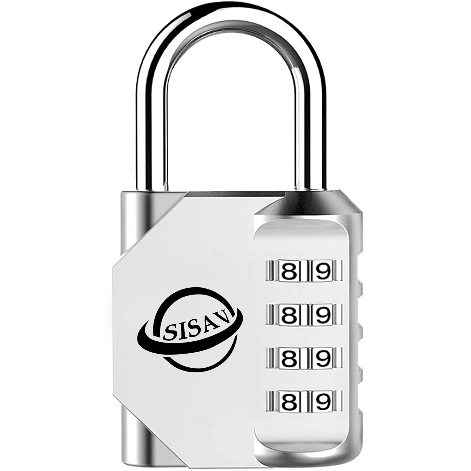 Sisav Silver 4 Digit Combination Lock,Gym Padlock,Outdoor Combination Padlock,Suitable For School Lockers,Tool Boxes,Fences,Gate( 1Pack)