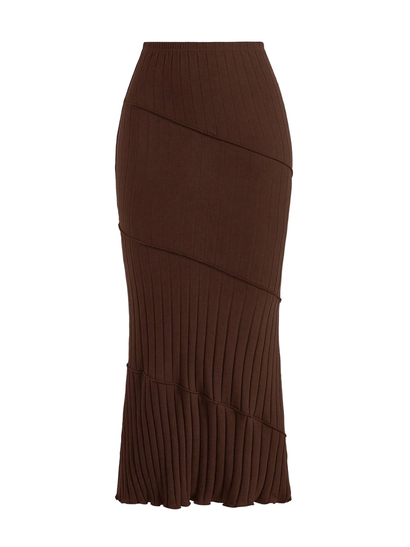 SHENHE Womens High Waist Elastic Stretch Ribbed Knit Bodycon Maxi Skirt Elegant Fishtail Skirt
