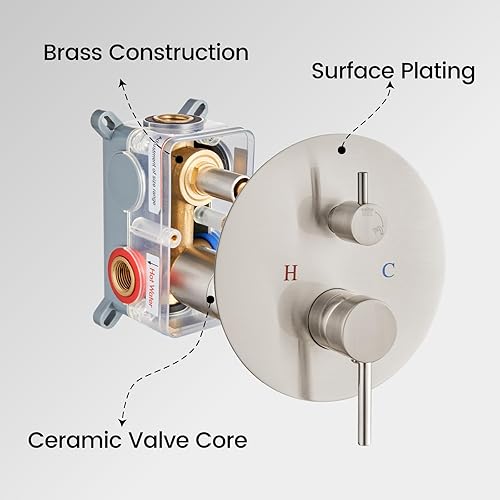 Miniatura 7 de Airuida Accesorios de ducha de 2 funciones, juego de grifo de ducha montado en la pared para baño, ducha de mano de latón de alta presión