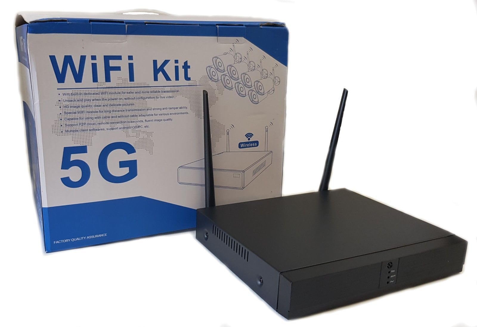 Kit Videosorveglianza Wireless Full Hd 8 Canali + 8 telecamere + Mouse + Alimentatori Wifi Remoto Ip 5g Dvr Nvr Lan