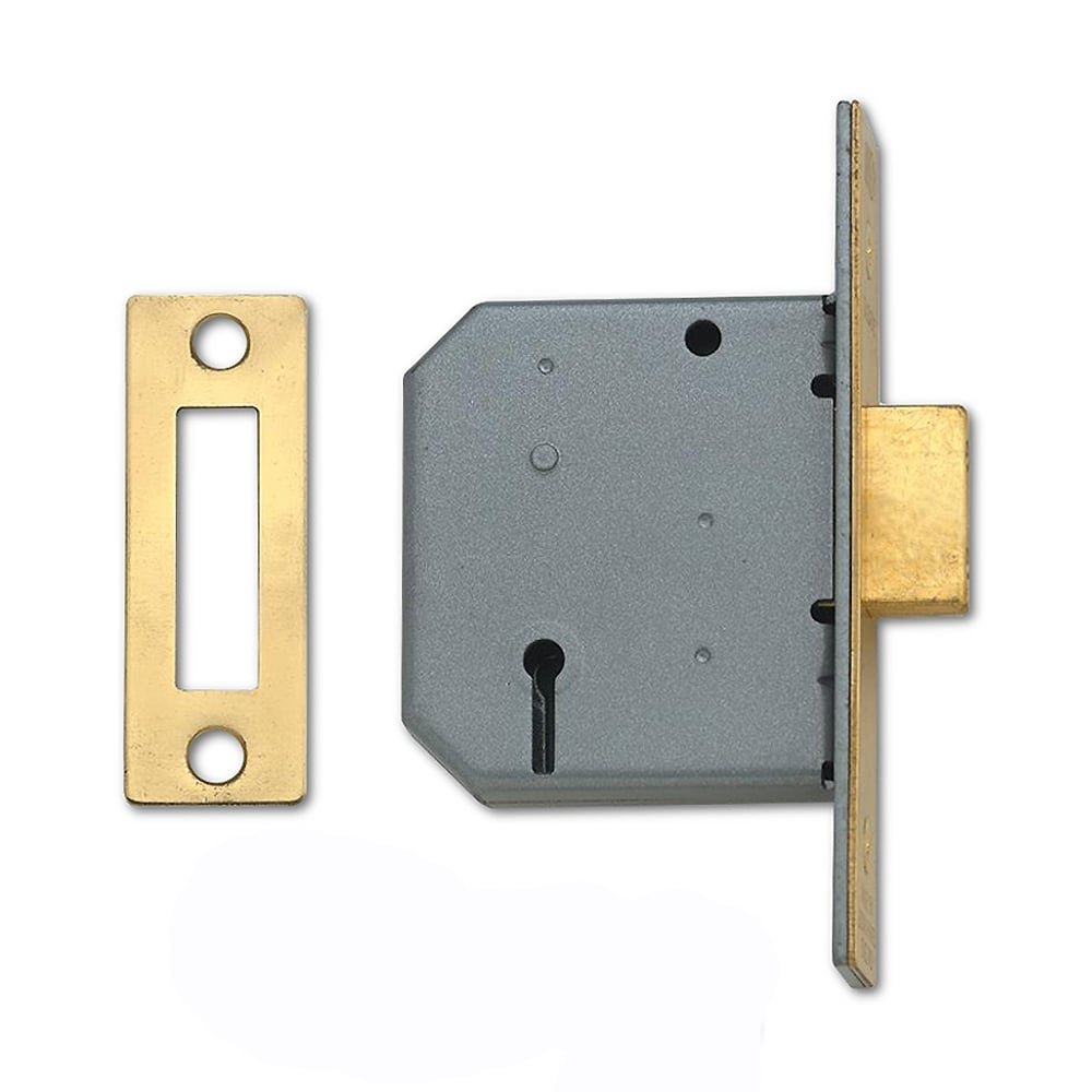 Union Locks 2177 3 Lever Mortice Deadlock 65mm - Polished Brass (Boxed)