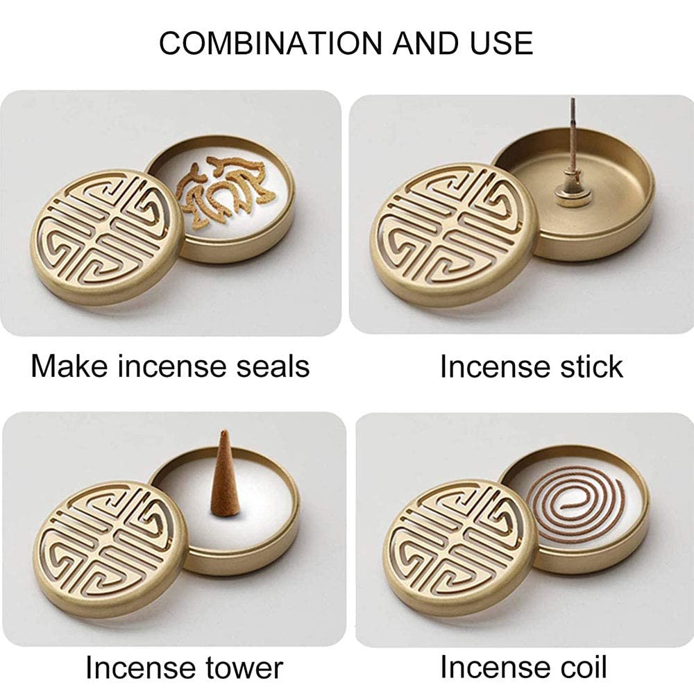 Kit de fabricación de Incienso de latón, Molde para Incienso para meditación, moldes de Cono de Incienso con reflujo, Incluye Cuchara, Prensa, Pala y Cepillo.