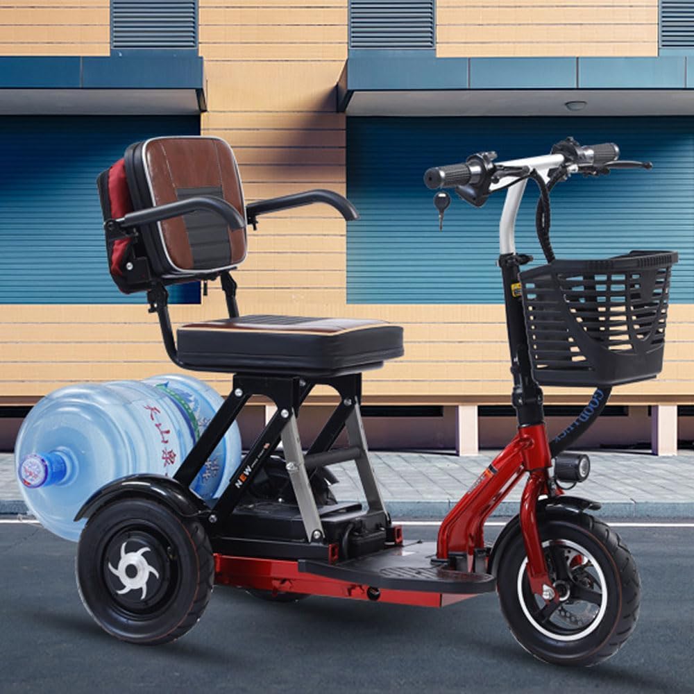 Monopattino a 3 Ruote per Anziani Disabili Sedile Comodo Design Leggero Compatto Autonomia Fino a 18 km