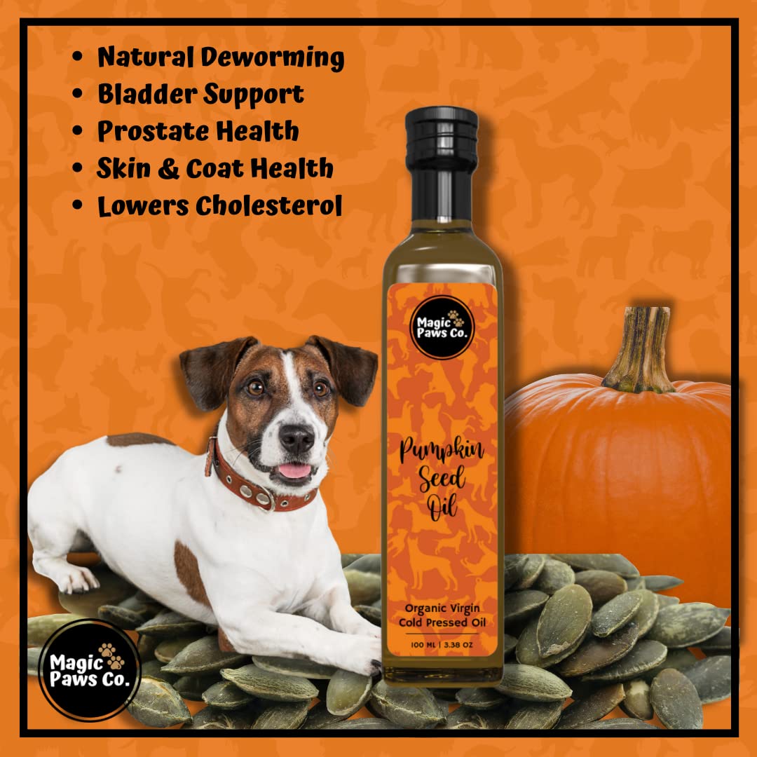 Magic Paws Co. Organic Virgin Cold Pressed Pumpkinseed Oil for Pets | Dogs & Cats | 100ML 1
