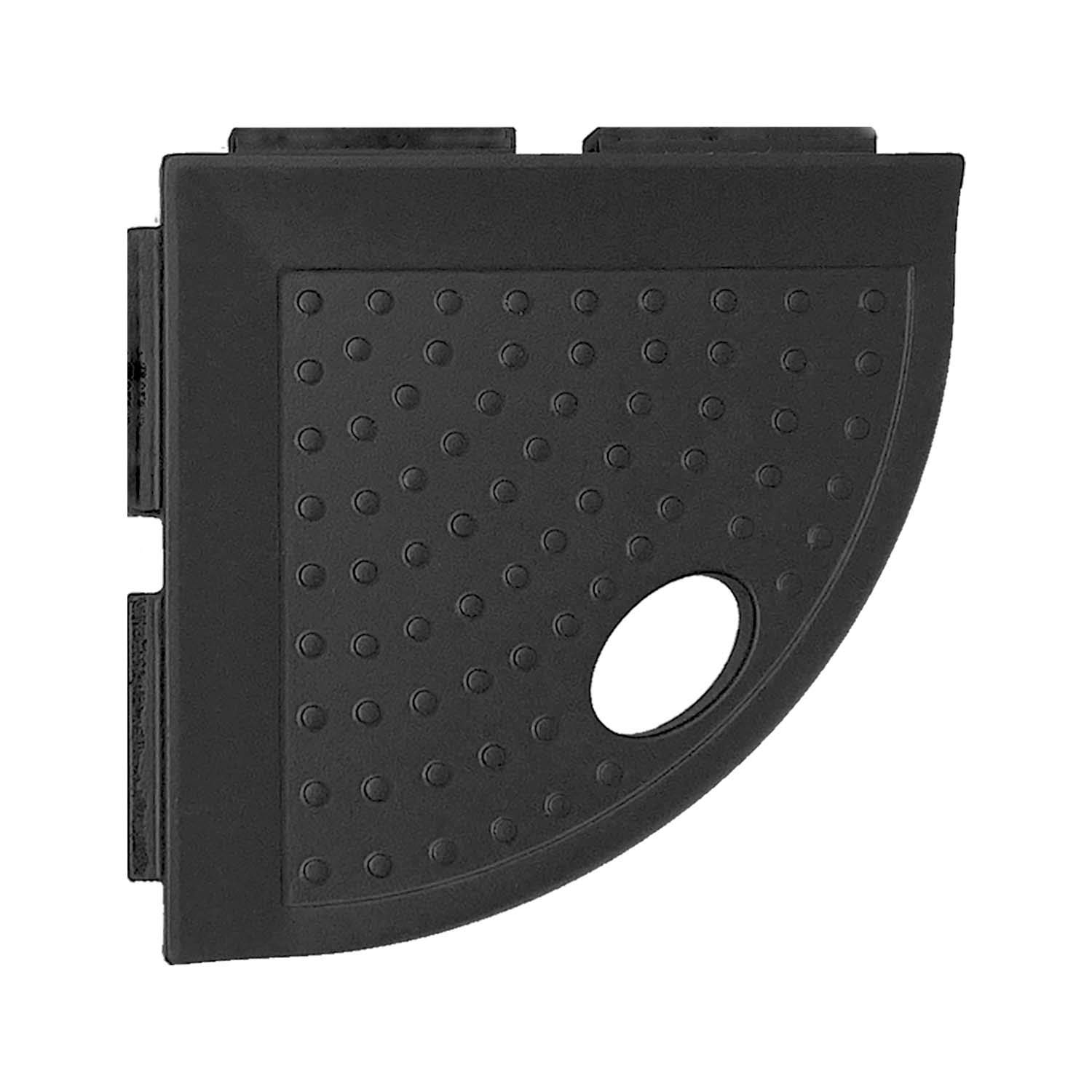 Questech Décor 5 Inch Shower Footrest, Wall Mounted Corner Shower Shaving Shelf, Lugged for New Construction, Corner Shower Shelf Caddy for Tiled Shower Walls, 5 Inch Metro Lugged, Graphite Black