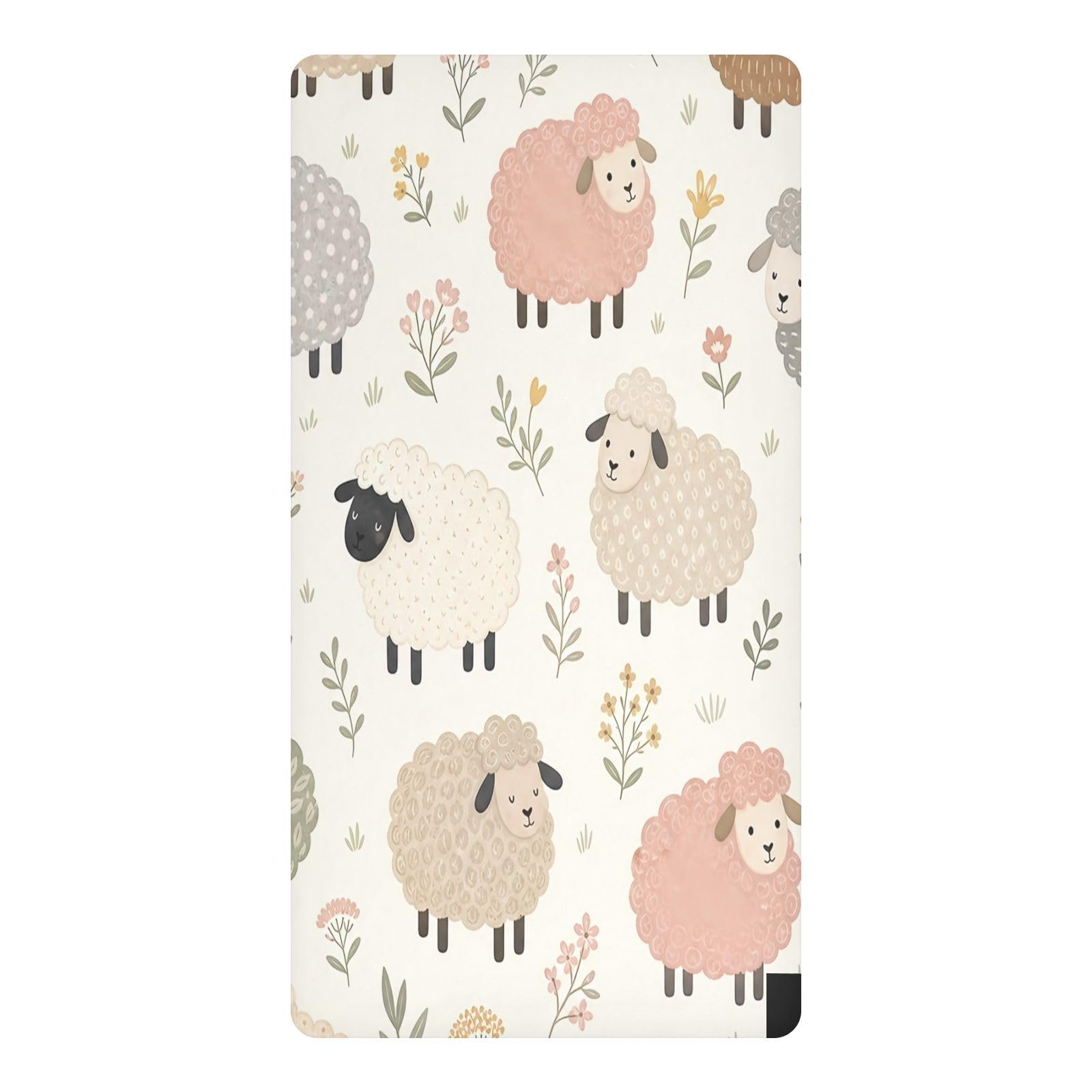 BOESI Floral Sheep Waterproof Crib Sheet,Fitted Mattress Protector