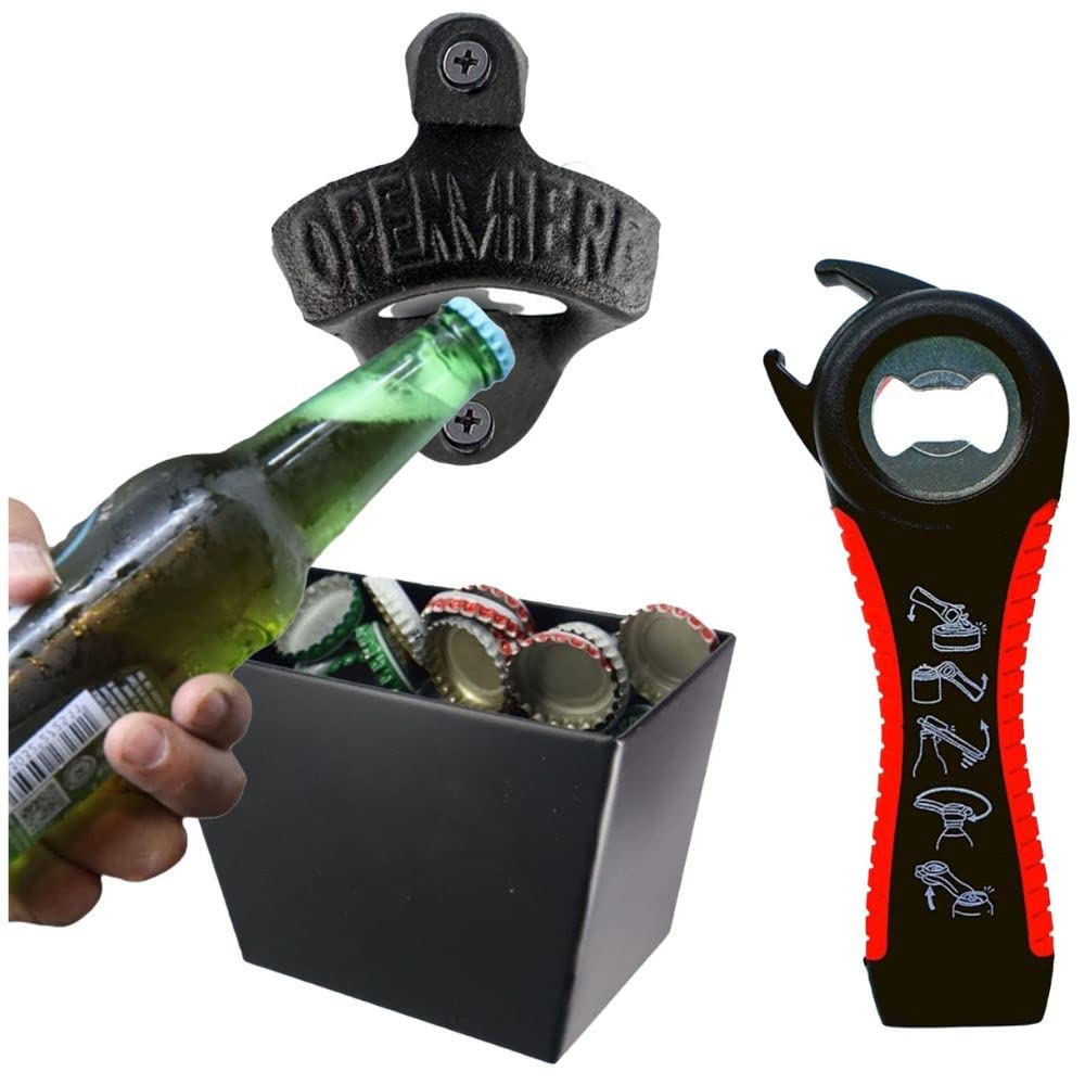 Amazon.co.jp: 1セット 壁掛け式栓抜き 多機能栓抜き ブラック鋳鉄栓