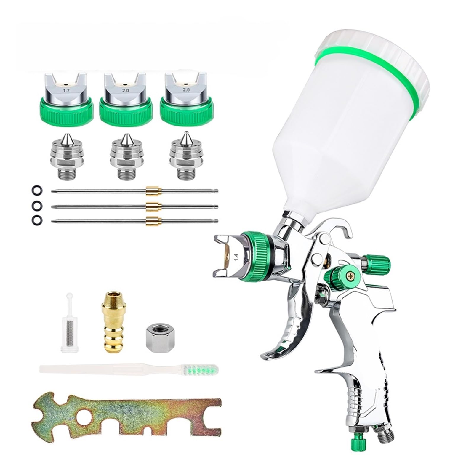 Pistola Rociadora, Pistola pulverizadora HVLP profesional con boquilla de acero 1,4/1,7/2,0/2,5 mm, pistola gravedad for pintura en aerosol DIY(1.4-1.7-2.0-2.5mm)