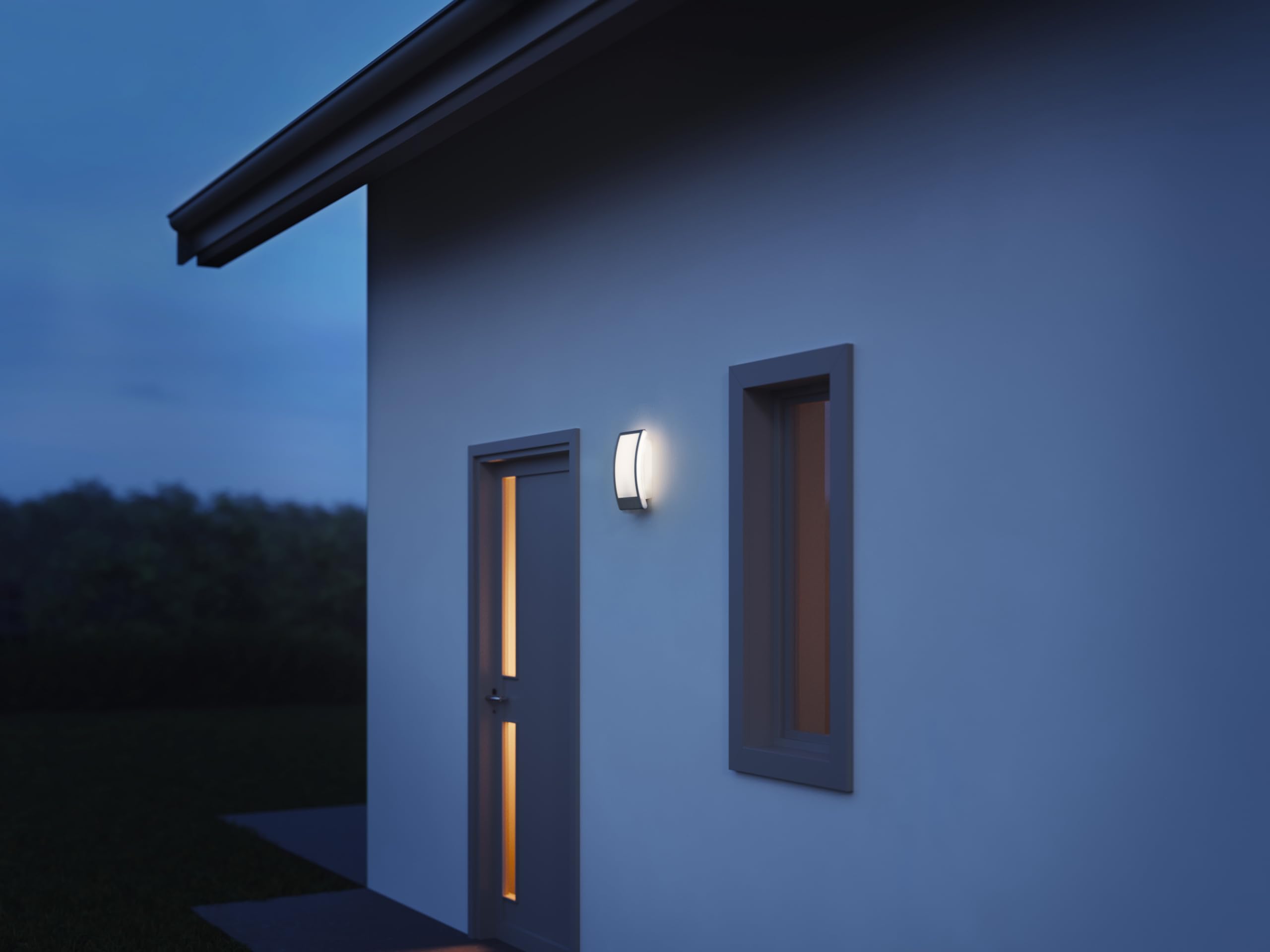 Steinel 065782, Lampada da esterni L 22 N antracite, con sensore crepuscolare, resistente agli urti, applique con presa E27, max. 60 W, IP44