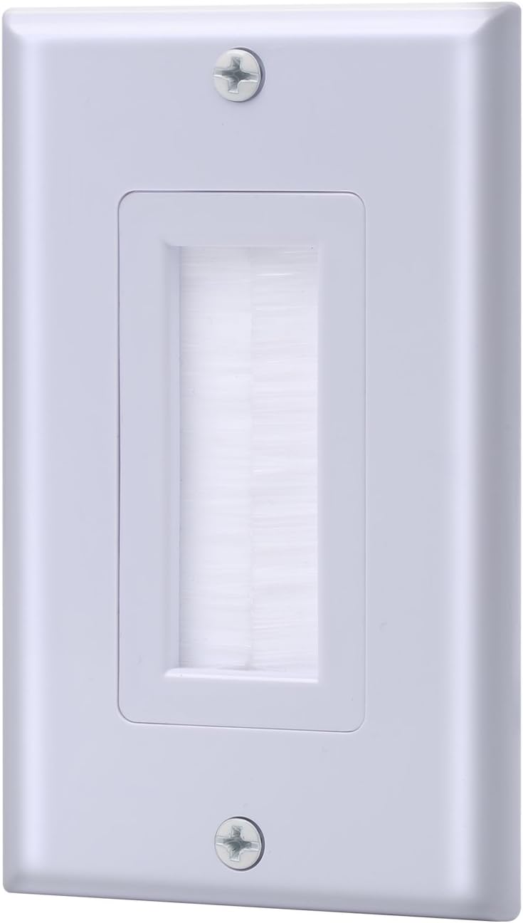 IBL-Single Gang Wall Plate with Brush Bristles (White)
