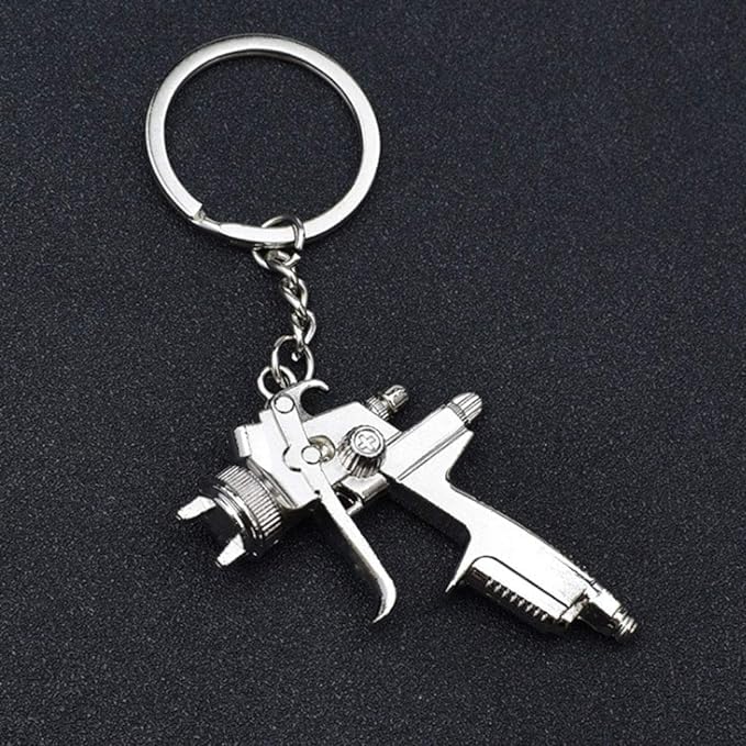 Image of Spray Paint Gun Black Metal Key Chain Ring Keychain New Spray Paint Gun Black Metal Key Chain Ring Keychain New, Silver, Large