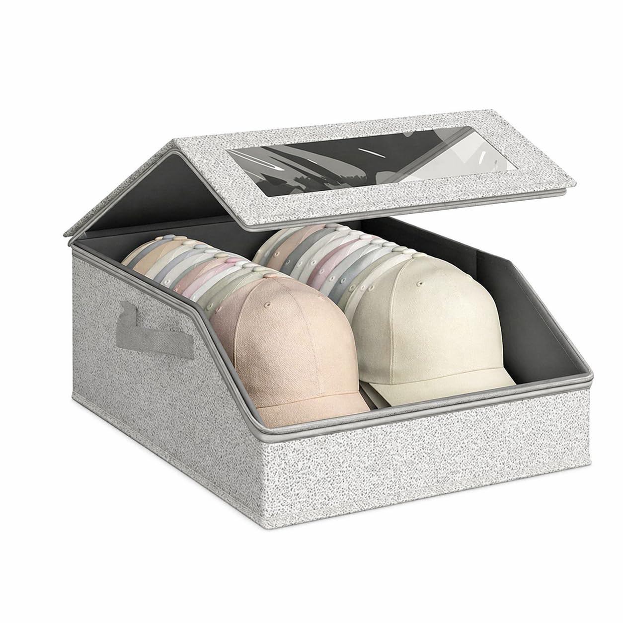 Binbe Wide Baseball Cap Storage Stackable Cap Hat Storage With Carrying Handles & Lid Dust-Proof N