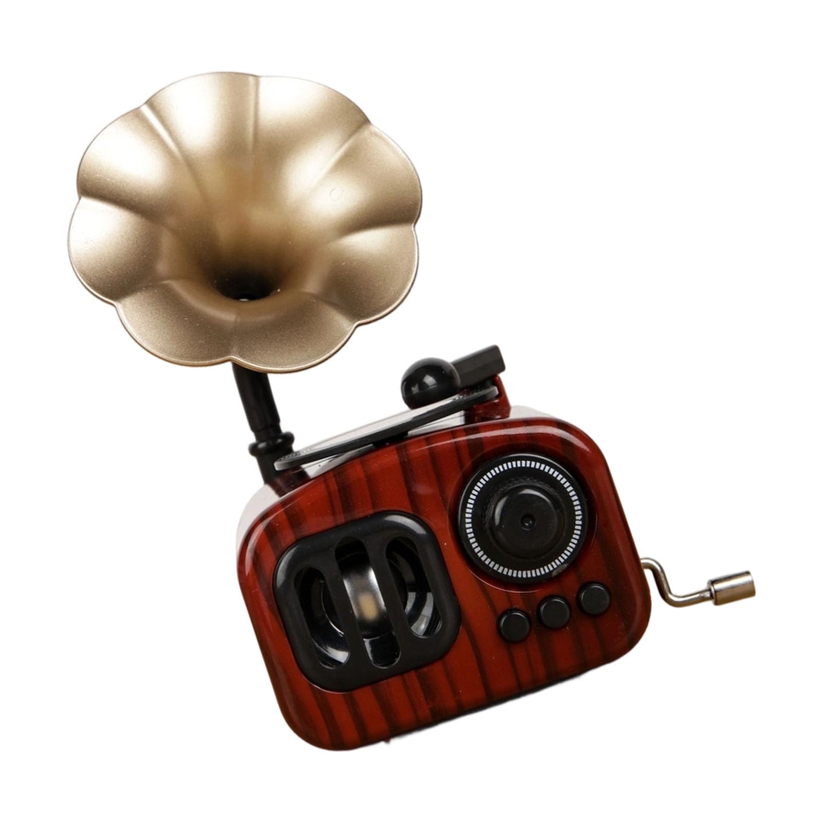 alloneslife Antique Small Hand Crank Gramophone Music Box Nostalgic Phonograph Model Desk Ornament Home Offices Decors Party Gift Collectors Music Box
